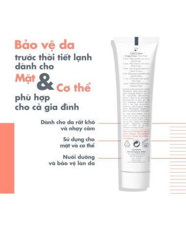 Kem dưỡng ẩm chuyên biệt Eau Thermale Avène COLD CREAM 100ml giúp giảm khô da dành cho da rất khô và da nhạy cảm