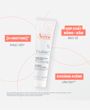 Kem phục hồi Eau Thermale Avène CICALFATE+ Repairing Protective Cream 15/40/100ml giúp làm lành da, làm dịu tổn thương trên da