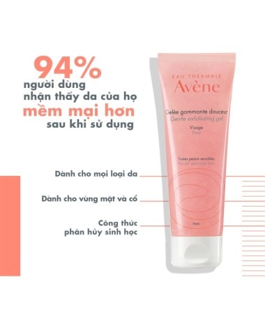 Gel tẩy tế bào chết Eau Thermale Avène ESSENTIEL Gentle Exfoliating Gel 75ml làm mịn da kể cả da nhạy cảm