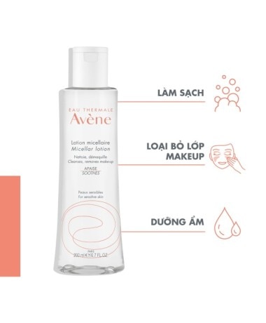 Nước tẩy trang Eau Thermale Avène ESSENTIAL Micellar Lotion Face And Eyes 200ml giúp làm sạch bụi bẩn và lớp trang điểm 