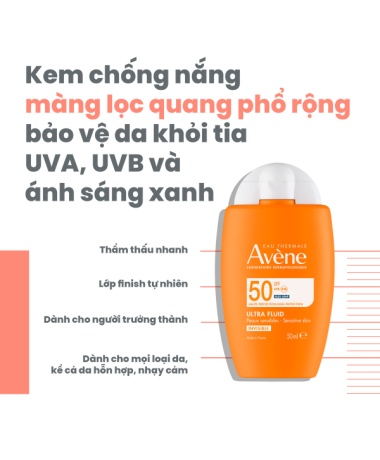 Kem chống nắng quang phổ rộng cho da thường, hỗn hợp nhạy cảm AVÈNE PROTECTION FLUID 50+ BL