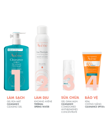Gel rửa mặt cho da dầu mụn Eau Thermale Avène CLEANANCE Cleansing Gel 100/200/400ml làm sạch sâu bụi bẩn, giảm bã nhờn 