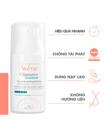 Gel giảm mụn Eau Thermale Avène CLEANANCE Comedomed 30ml giúp giảm nhờn, làm mờ các vết thâm đỏ và ngăn ngừa vi nhân mụn