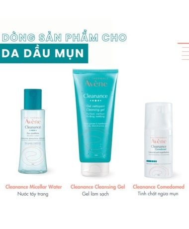 Gel rửa mặt cho da dầu mụn Eau Thermale Avène CLEANANCE Cleansing Gel 100/200/400ml làm sạch sâu bụi bẩn, giảm bã nhờn 