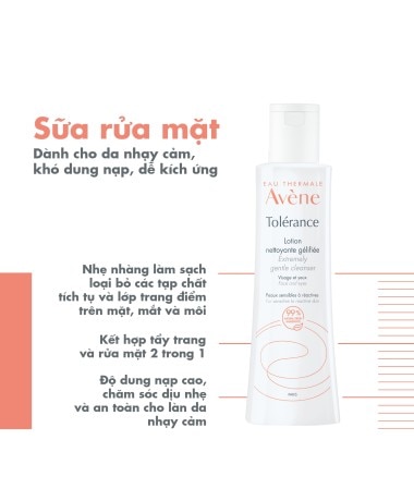Sữa rửa mặt Eau Thermale Avène TOLERANCE Control Extremely Gentle Cleanser 200ml cho da khô nhạy cảm, da sau trị liệu